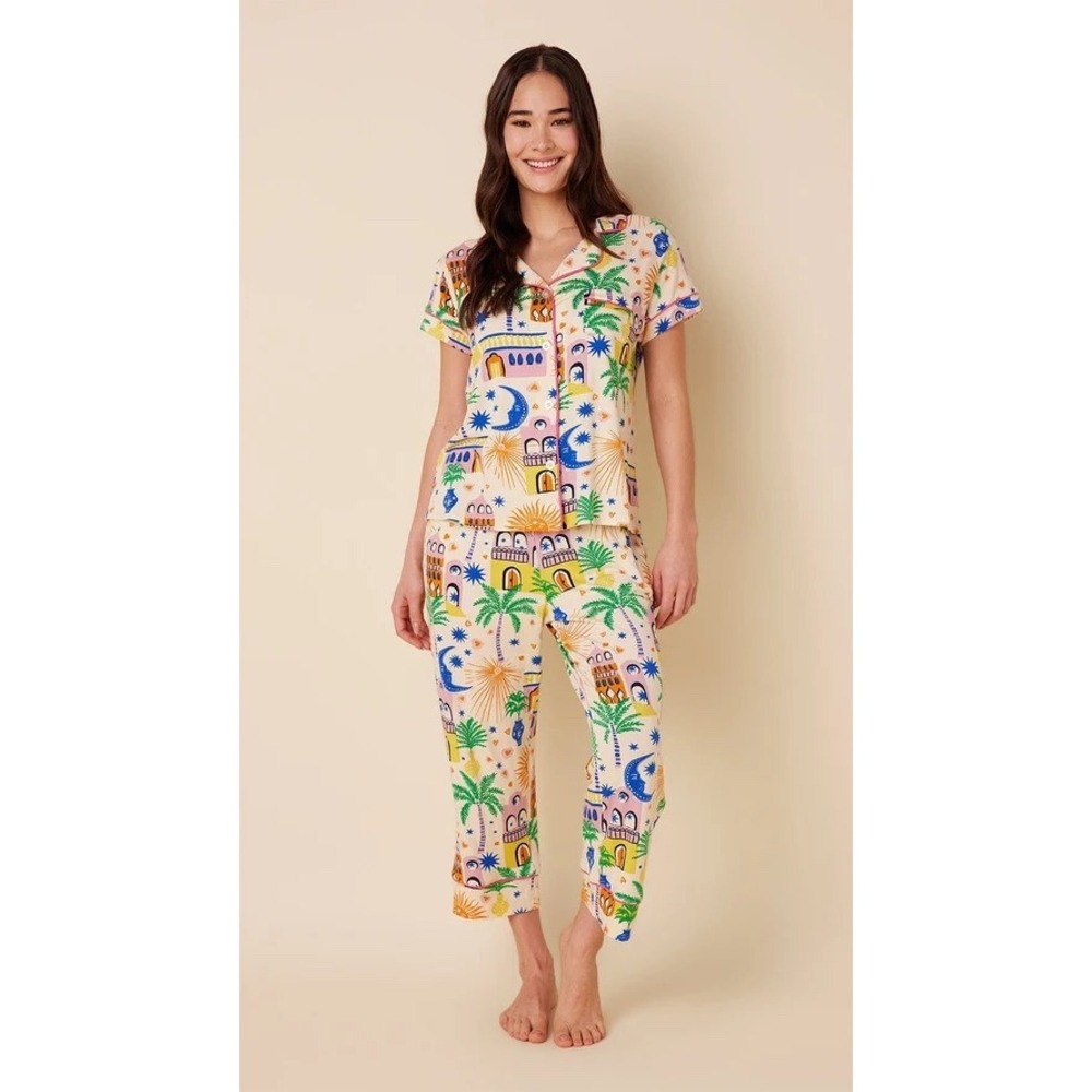 The Cat's Pajamas Moroccan Magic Pima Knit Capri Set Medium